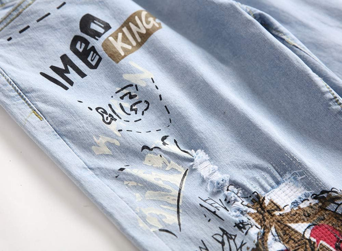 Men's Slim Fit Ripped Denim Jeans - Tailored Casual Comfort with a Fashion-Forward Touch