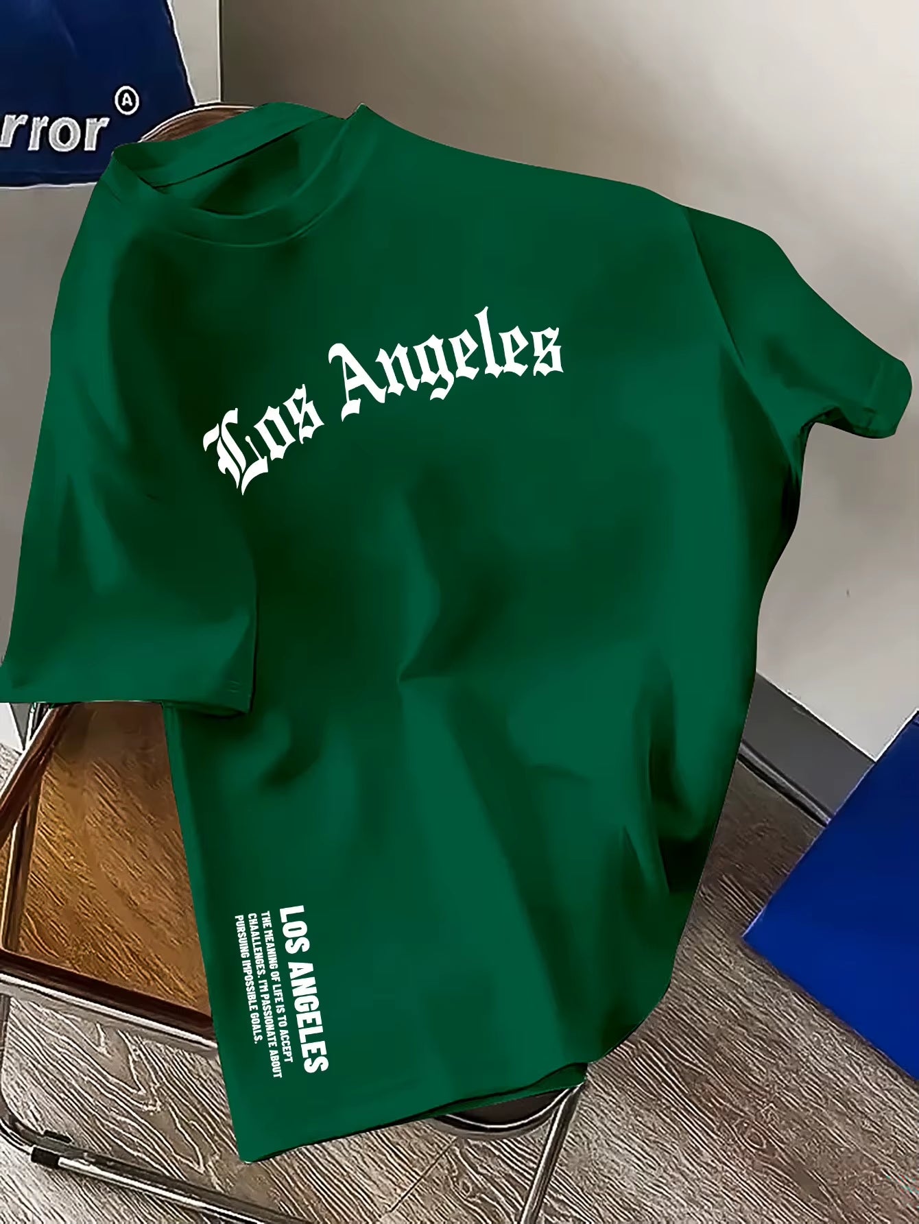 Men's 100% Cotton Casual Round Neck T-Shirt with Trendy Los Angeles Print for Spring and Summer Wear