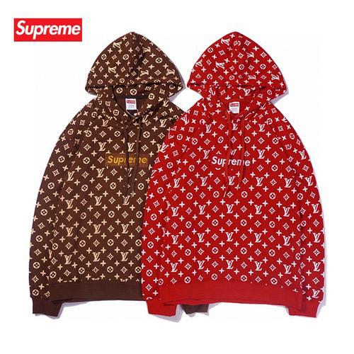 Supreme x Louis Vuitton Red Monogram Hoodie