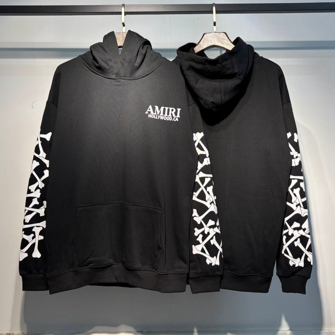 AMIRI Bone Print Hoodie in Black