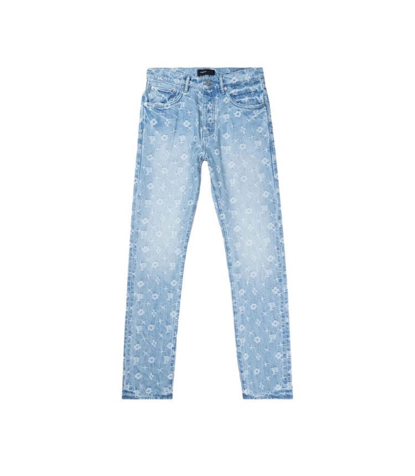 Designer Monogram Light Blue Slim Fit Jeans