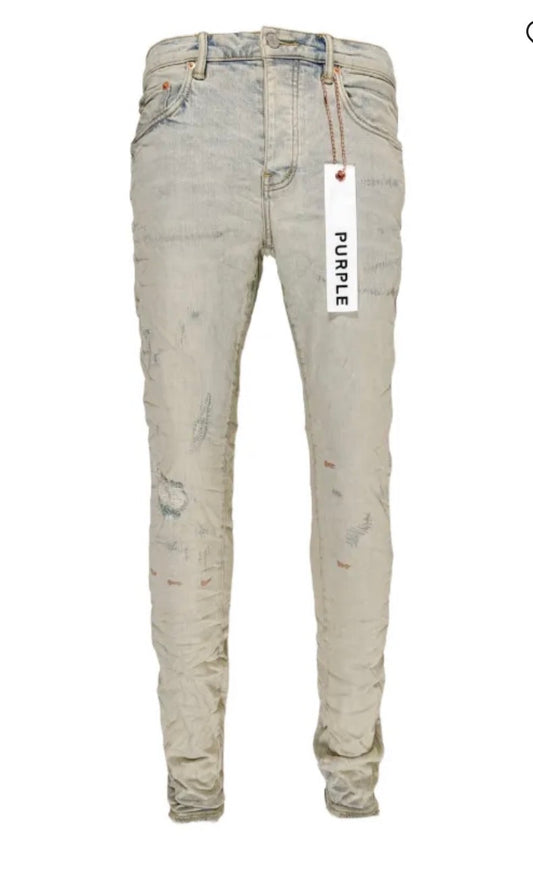 Purple Brand Light Wash Distressed Skinny Jeans