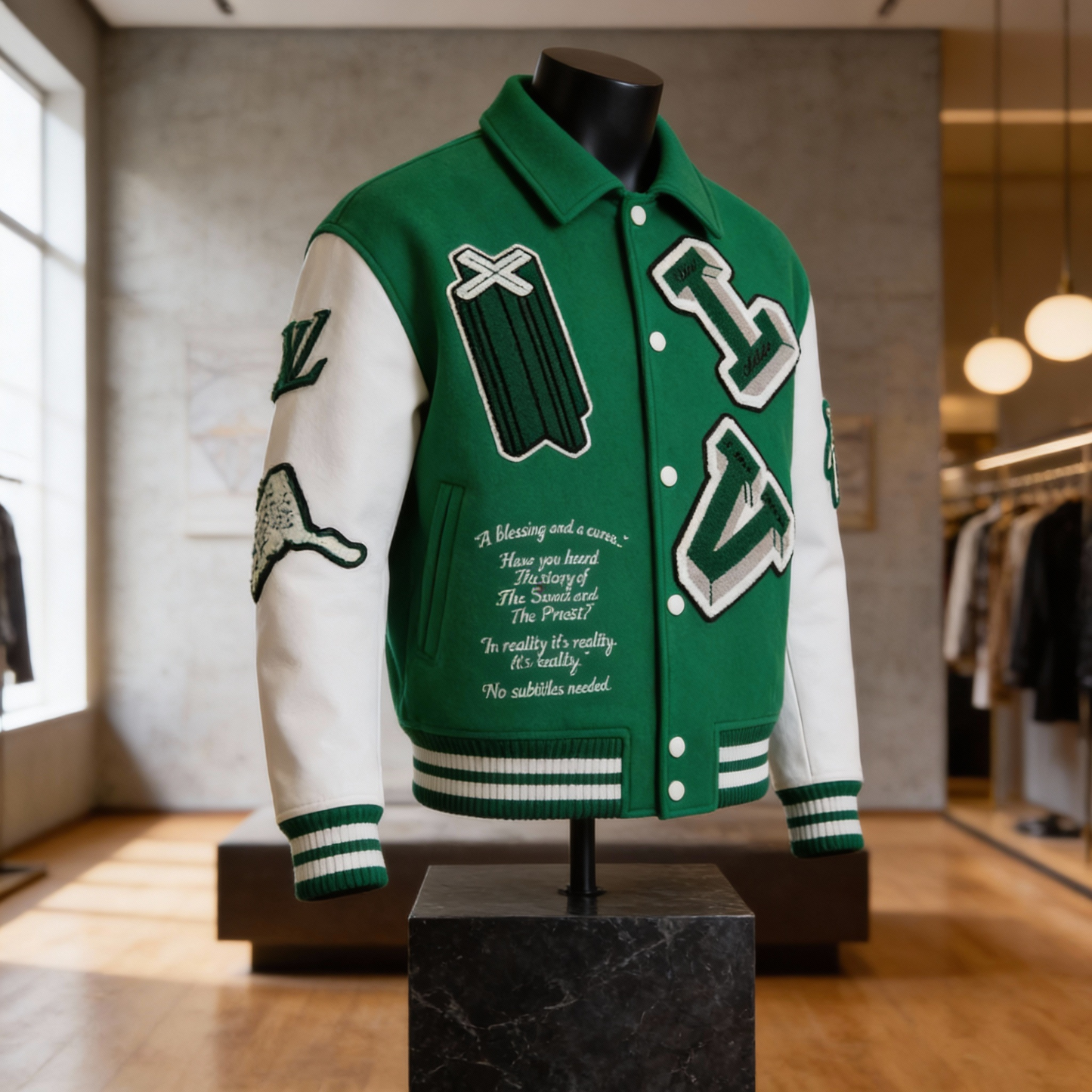 Louis Vuitton Green & White Varsity Jacket