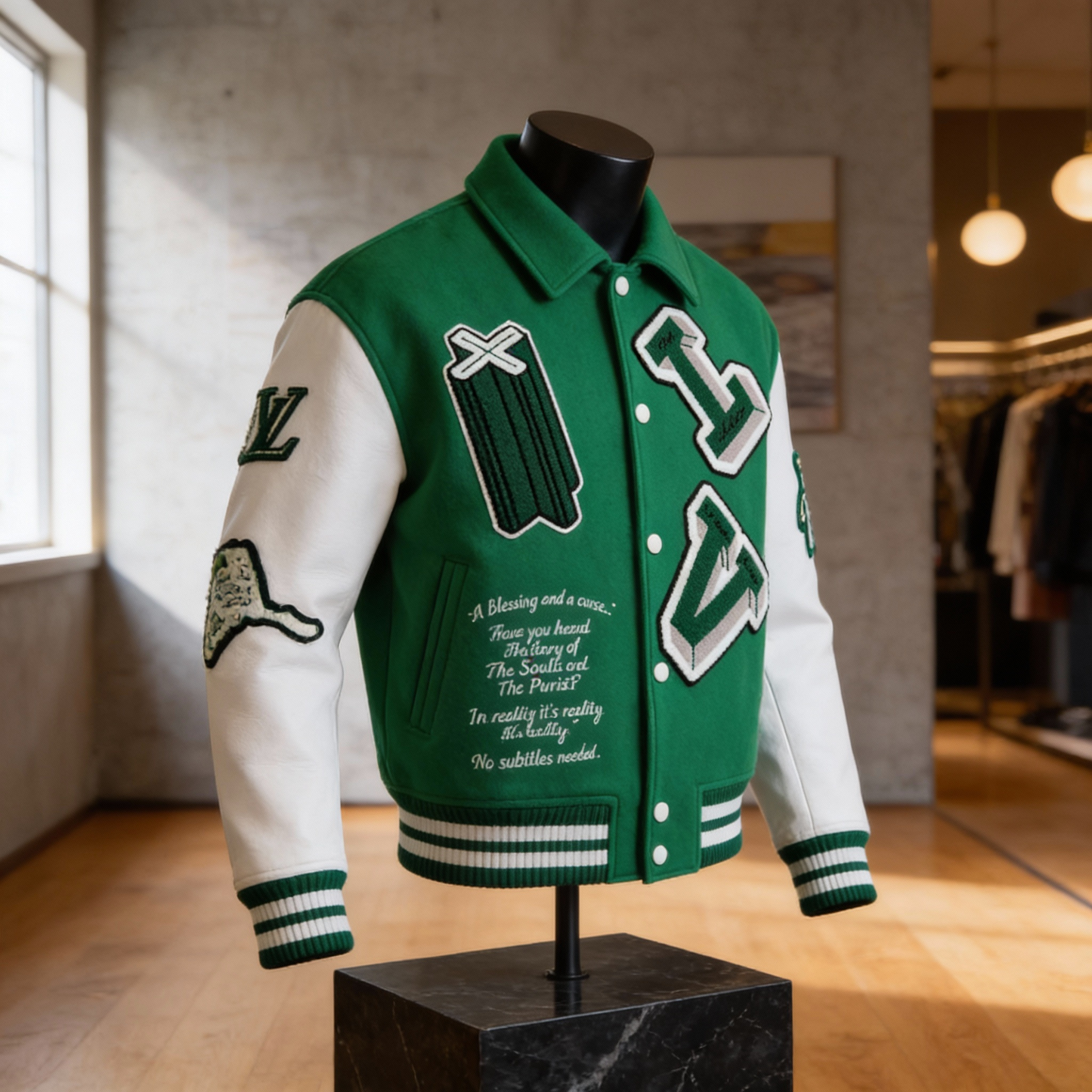 Louis Vuitton Green & White Varsity Jacket