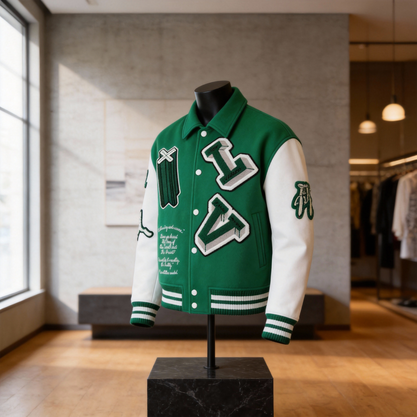 Louis Vuitton Green & White Varsity Jacket