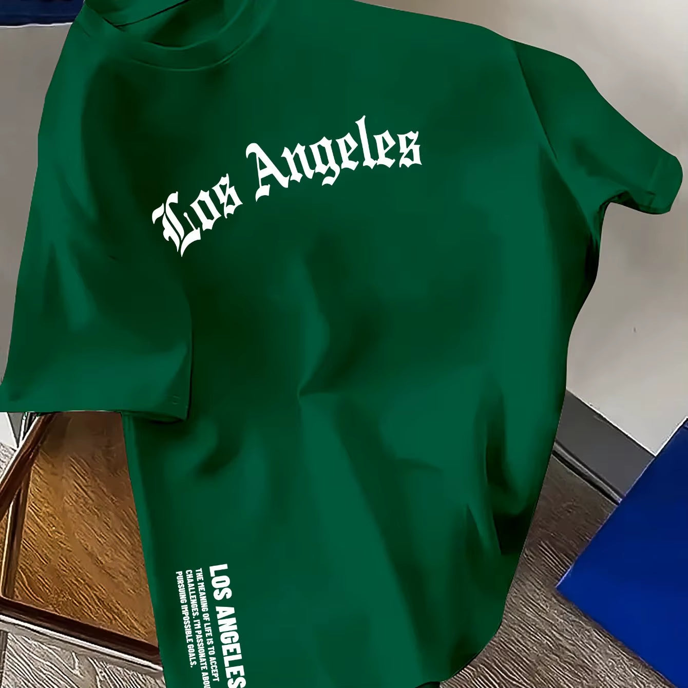 Men's 100% Cotton Casual Round Neck T-Shirt with Trendy Los Angeles Print for Spring and Summer Wear