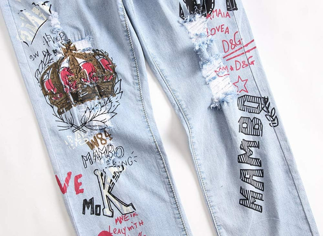 Men's Slim Fit Ripped Denim Jeans - Tailored Casual Comfort with a Fashion-Forward Touch