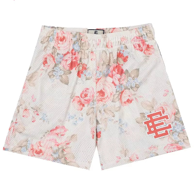 Men's Premium Floral Print Mesh Gym Shorts for Summer Comfort