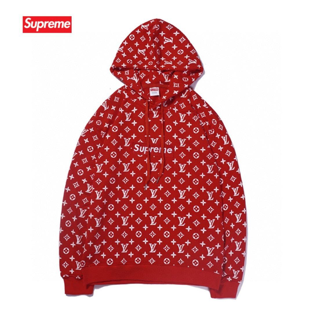 Supreme x Louis Vuitton Red Monogram Hoodie