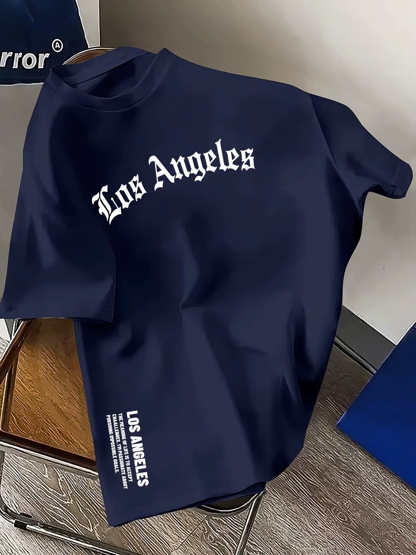 Men's 100% Cotton Casual Round Neck T-Shirt with Trendy Los Angeles Print for Spring and Summer Wear