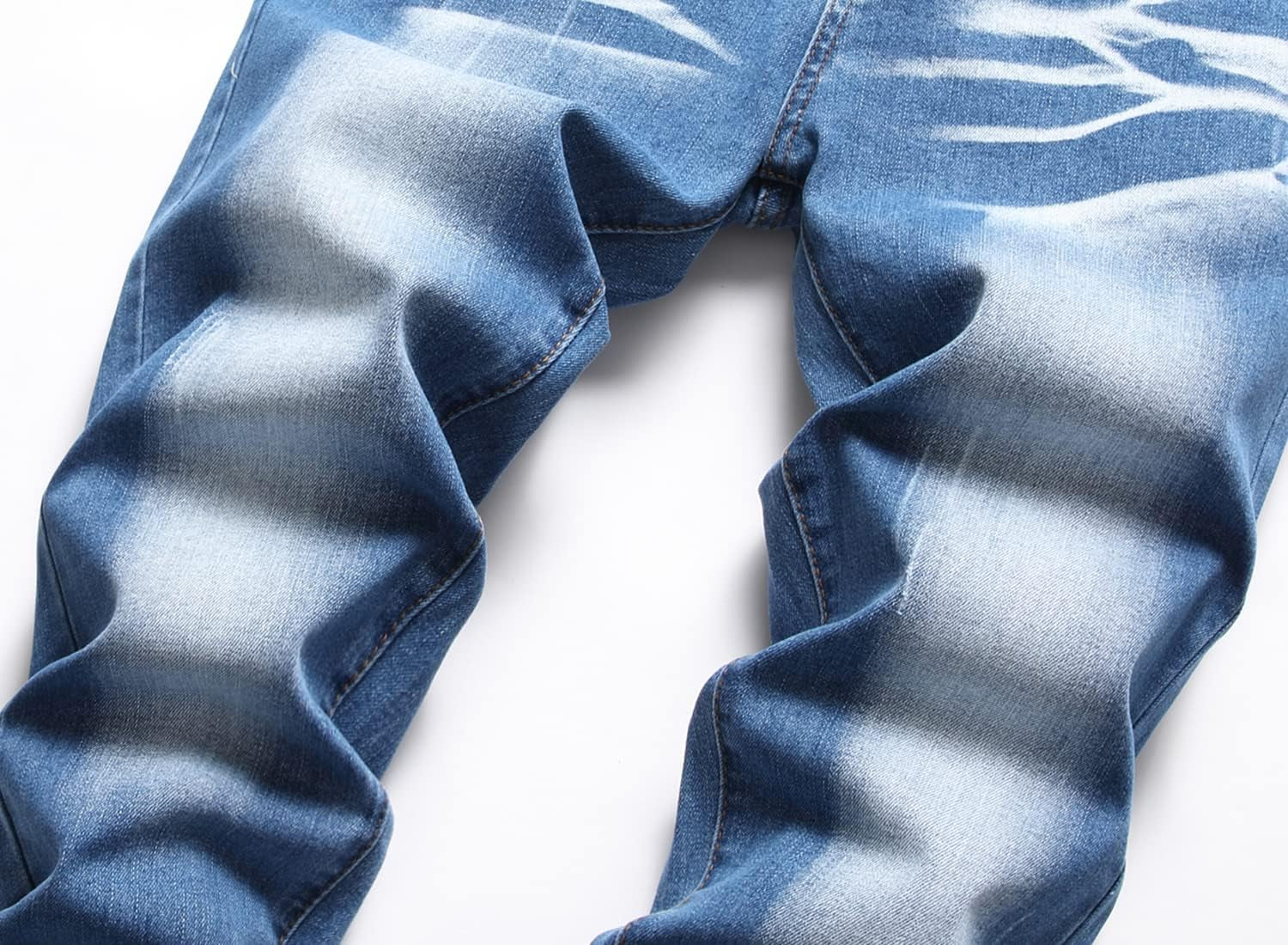 Men's Slim Fit Stretch Ripped Skinny Jeans, Distressed Straight Leg Fashion Comfort Flex Waist Pants